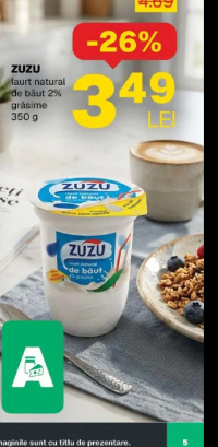 ZUZU iaurt natural de băut 2% grăsime 350 g