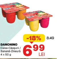 DANONINO Caise-Căpșuni / Banană-Zmeură 4 x 50 g