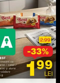 BEST Croissant cu cacao / caise / cacao și alune de pădure 75 g