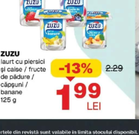 ZUZU iaurt cu piersici și caise / fructe de pădure / căpșuni / banane 125 g