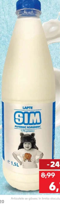 SIM Lapte 1,5% grăsime 1,5l