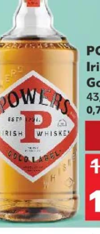 Powers Irish Whiskey Gold Label 43.2% alcool 0.7l