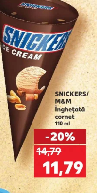 SNICKERS / M&M Înghețată cornet 110 ml
