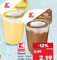 K-CLASSIC Dessert cacao - frișcă / vanilie - frișcă 200g