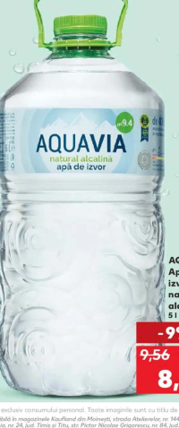 AQUAVIA Apă de izvor natural alcalină 5l