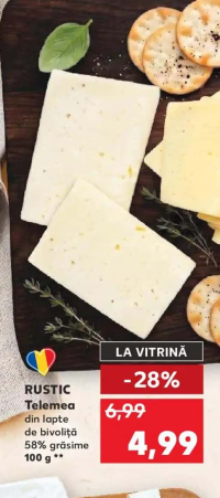 RUSTIC Telemea din lapte de bivoliță 58% grăsime 100 g