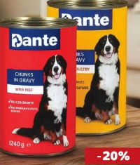 Dante Hrană umedă pentru câini pasăre / vită 1240 g