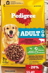 Pedigree Adult Hrană uscată pentru câini vită / pui și legume 3 kg