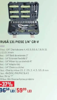 Heinner Trusă 131 piese 1/4" CR-V 421911