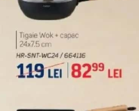 Samurai Gourmet Tigaie Wok + capac 24x7.5 cm