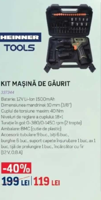Heinner Kit mașină de găurit 337344