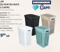 HEINNER CARE SLIM COȘ PENTRU RUFE CU CAPAC 38 L