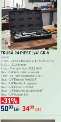 Heinner Trusă 24 piese 1/4" CR-V 284393