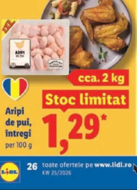 Aripi de pui întregi cca. 2 kg per 100 g