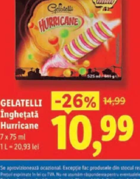 GELATELLI Înghețată Hurricane 7 x 75 ml