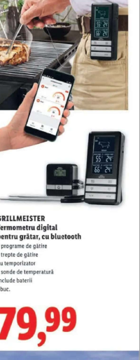 GRILLMEISTER Termometru digital pentru grătar, cu bluetooth
