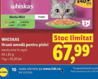 Whiskas Meniu Mixt Hrană umedă pentru pisici în aspic 40 x 85 g