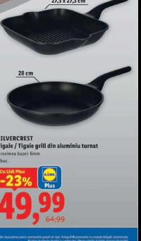 SILVERCREST Tigaie / Tigaie grill din aluminiu turnat 28 cm / 27,3 x 27,3 cm