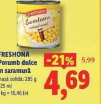 FRESHONA Porumb dulce în saramură 285 g / 425 ml