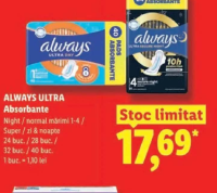 ALWAYS ULTRA Absorbante Night / normal mărimi 1-4 / Super / zi & noapte 24 buc. / 28 buc. / 32 buc.