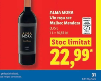 ALMA MORA Vin roșu sec Malbec Mendoza 0,75 L