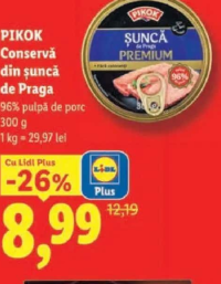 PIKOK Conservă din șuncă de Praga 300 g