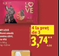 My Love Hrană umedă pentru câini cu vită 4 x 100 g