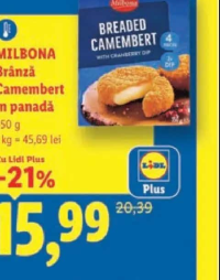 MILBONA Brânză Camembert în panadă 350 g