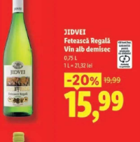 JIDVEI Fetească Regală Vin alb demisec 0,75 L