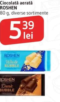 ROSHEN Ciocolată aerată 80 g, diverse sortimente