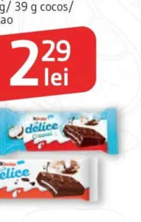 KINDER Delice Prajitură 37 g / 39 g cocos/ cacao