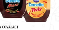 Desert lactat DANETTE Twix/ Mars 115 g, cu aromă de caramel și biscuți/ ciocolată și caramel