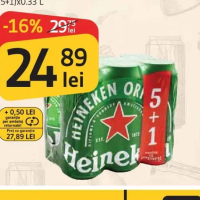 Bere blondă HEINEKEN (5+1)x0.33 L