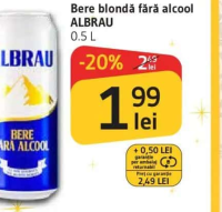 Albrau Bere blondă fără alcool 0.5 L