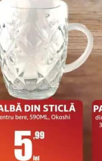 OKASHI HALBĂ DIN STICLĂ pentru bere, 590ML