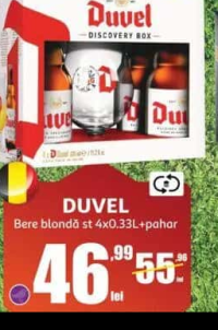 DUVEL Bere blondă st 4x0.33L+pahar