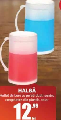 HALBĂ de bere cu pereți dubli pentru congelator, din plastic, color