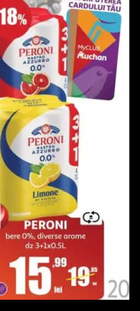 PERONI bere 0%, diverse arome dz 3+1x0.5L