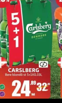 Carlsberg Bere blondă 5+1x0.33L