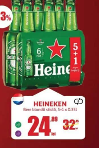 HEINEKEN Bere blondă sticlă, 5+1 x 0.33l