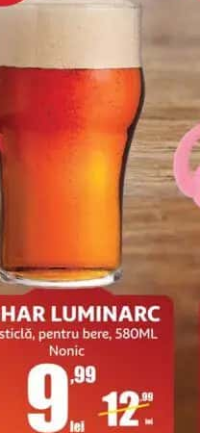 PAHAR LUMINARC din sticlă, pentru bere, 580ML Nonic