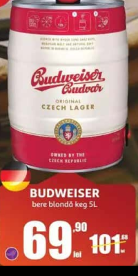 Budweiser Budvar Original Czech Lager bere blondă keg 5L