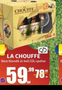 LA CHOUFFE Bere blondă st 4x0.33L+pahar