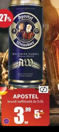 APOSTEL Bere brună nefiltrată dz 0.5L