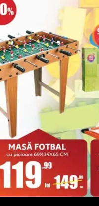 MASĂ FOTBAL cu picioare 69X34X65 CM