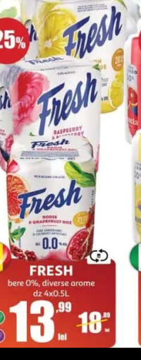 FRESH bere 0%, diverse arome dz 4x0.5L