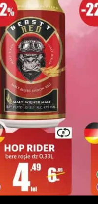 HOP RIDER bere roșie dz 0.33L