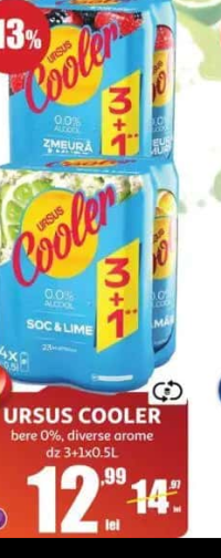 URSUS COOLER bere 0%, diverse arome dz 3+1x0.5L