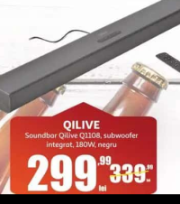 QILIVE Soundbar Qilive Q1108, subwoofer integrat, 180W, negru
