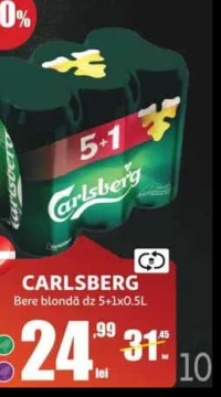 CARLSBERG Bere blondă dz 5+1x0.5L